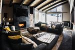 Chamonix rec room fireplace